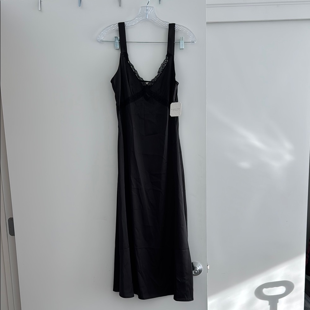 Altard state black slip midi dress